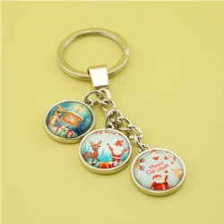 3 Pieces Glass Stones Keychain - Christmas Gifts
