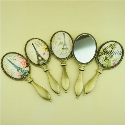 Zinc Alloy Hand Mirror with Printed Dome Glass