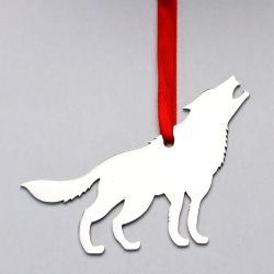 Metal Wolf Ornament with Custom Engraving