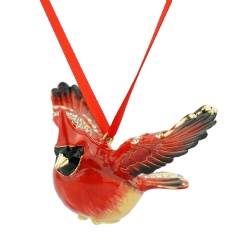 Enamel Red Bird Christmas Ornament