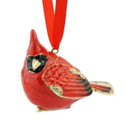 Enamel Red Bird Christmas Ornament