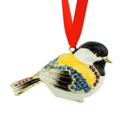 Enamel & Jeweled Bird Christmas Ornament