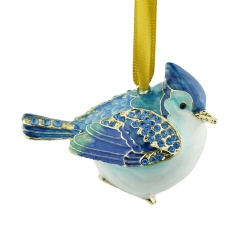 Enamel Blue Bird Christmas Ornament