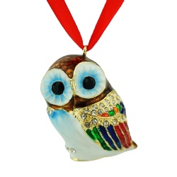 Enamel Owl Christmas Ornament