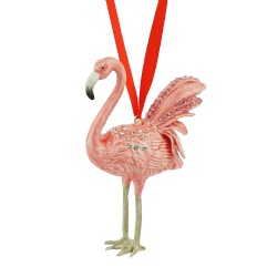 Enamel & Jeweled Flamingo Holiday Ornament