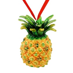 Enamel & Jeweled Pineapple Holiday Ornament