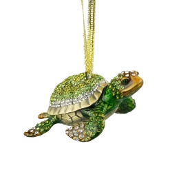 Enamel & Jeweled Turtle Holiday Ornament