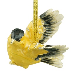 Enamel Yellow Bird Holiday Ornament