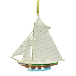 Enamel Sailboat Christmas Ornament