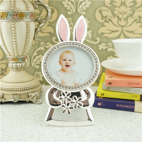 Metal photo frame/pink rabbit metal photo frame