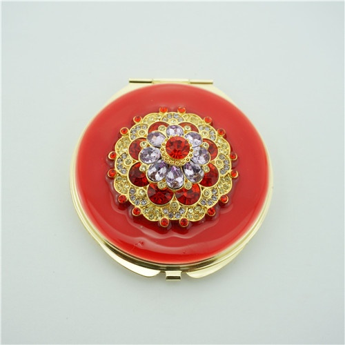 Luxurious and noble compact mirror/crystal flower compact mirror