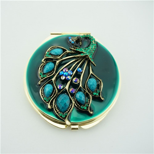 enamel compact mirror/peacock compact mirror