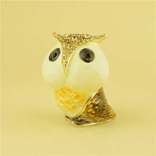 Pewter jewelry box / Cartoon owl handmade trinket box