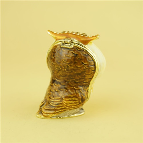 Pewter jewelry box / Cartoon owl handmade trinket box