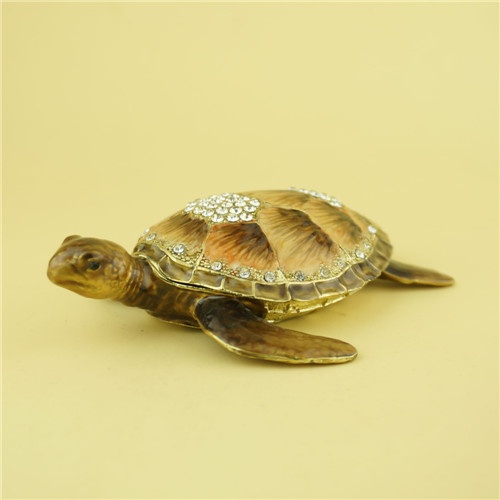 Pewter jewelry box / Crytals turtle jewelry box