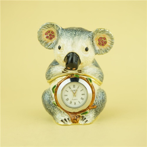 Pewter jewelry box / Cute hamster shape clock jewelry box