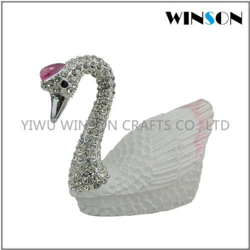 Pewter Jewelry Box / Crytals Swan Jewelry Box