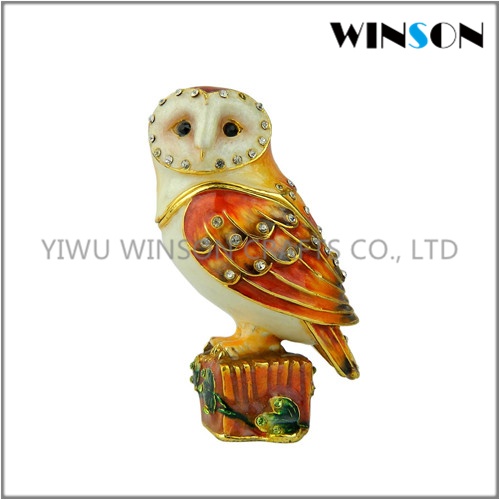 Pewter Jewelry Box / Crytals Owl Jewelry Box