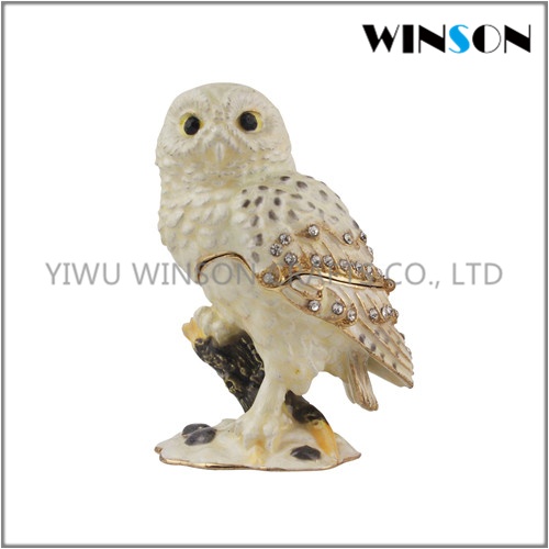 Pewter Jewelry Box / Crytals Owl Jewelry Box