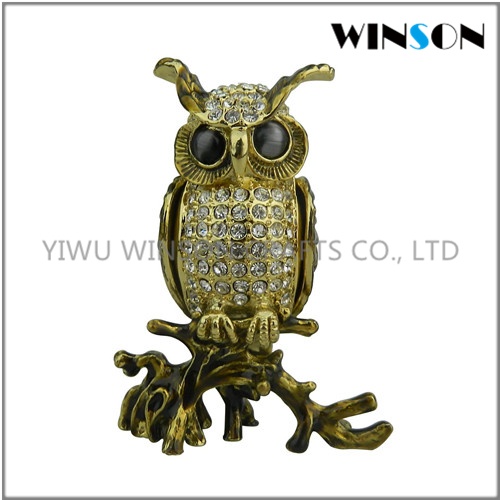 Pewter Jewelry Box / Crytals Owl Jewelry Box