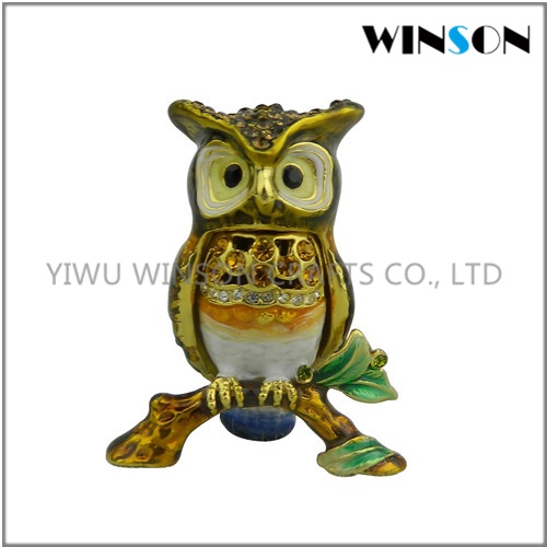 Pewter Jewelry Box / Crytals Owl Jewelry Box