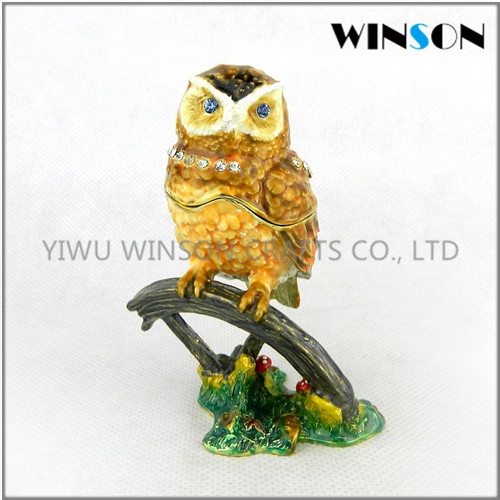 Pewter Jewelry Box / Crytals Owl Jewelry Box