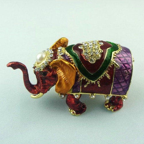 Elephant Figurine/Handmade enamel trinket boxes